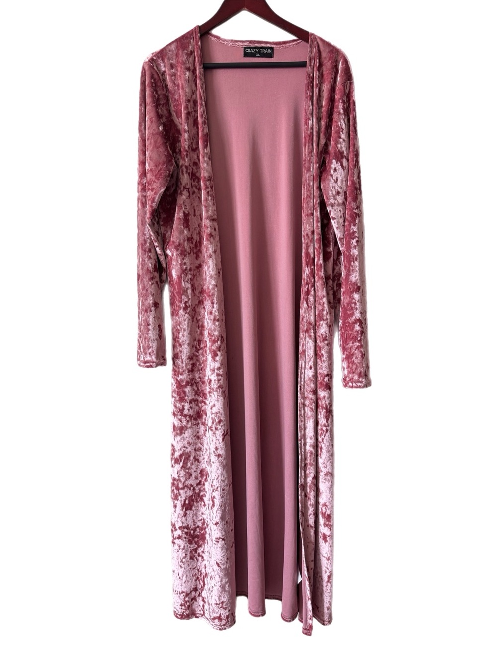 CRAZY TRAIN Duster Topper Kimono Cardigan Longline Open Velour Sz XL